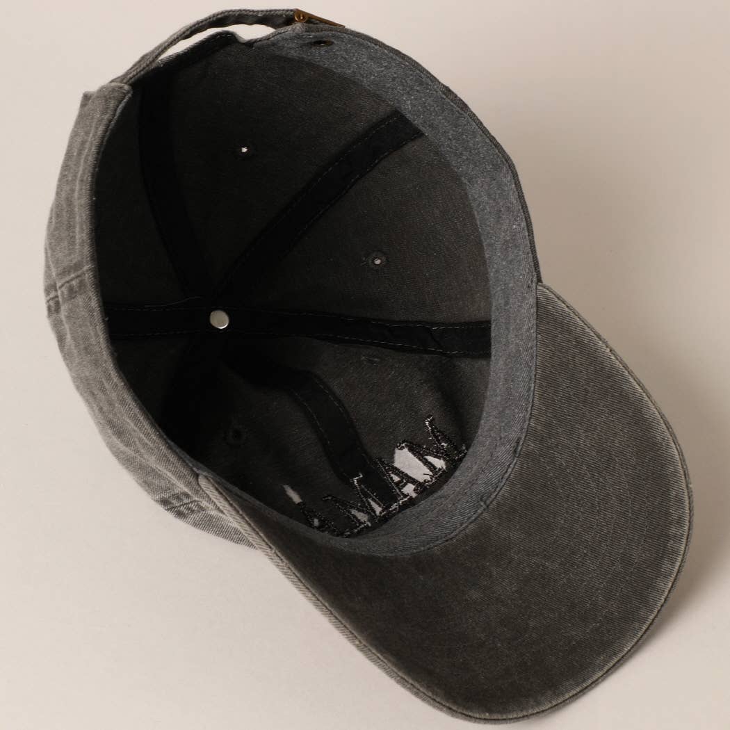 Mama Embroidered Cotton Baseball Cap - Black