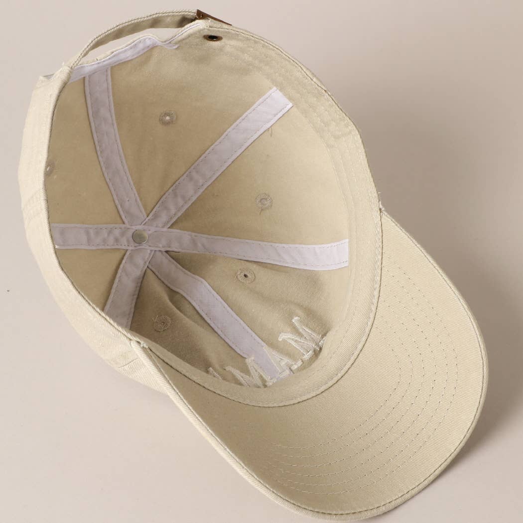 Mama Embroidered Cotton Baseball Cap - Tan