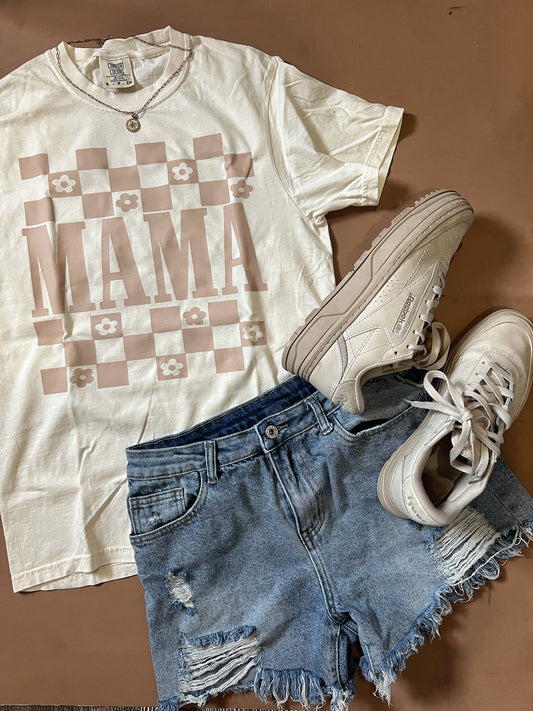 MAMA neutral checkered - Comfort Colors