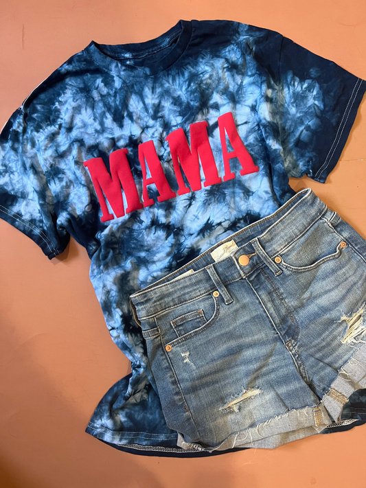 MAMA Red, White + Blue - Tie Dye Puff print