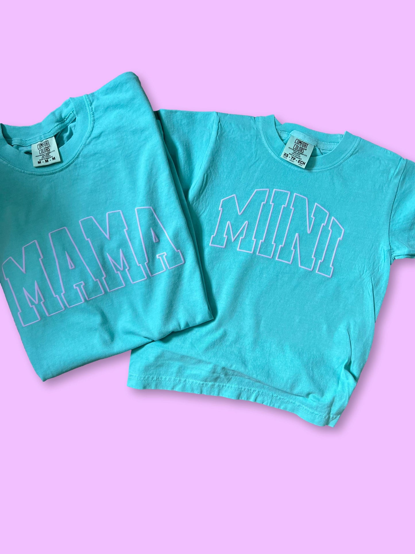 ✨NEW✨ Mama + Mini - Teal + Lavender puff print