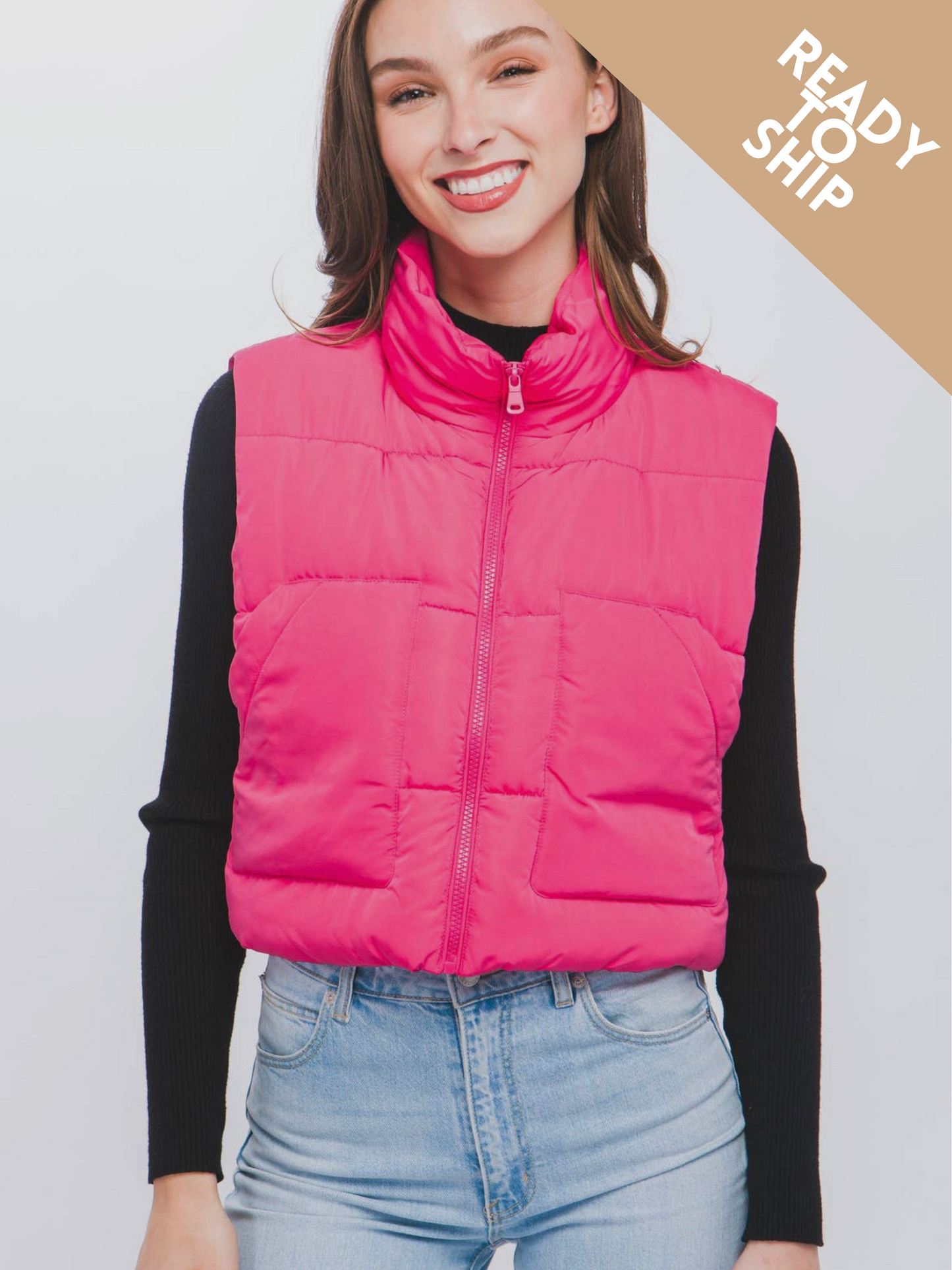 Puffer Vest - Pink (ready to ship)
