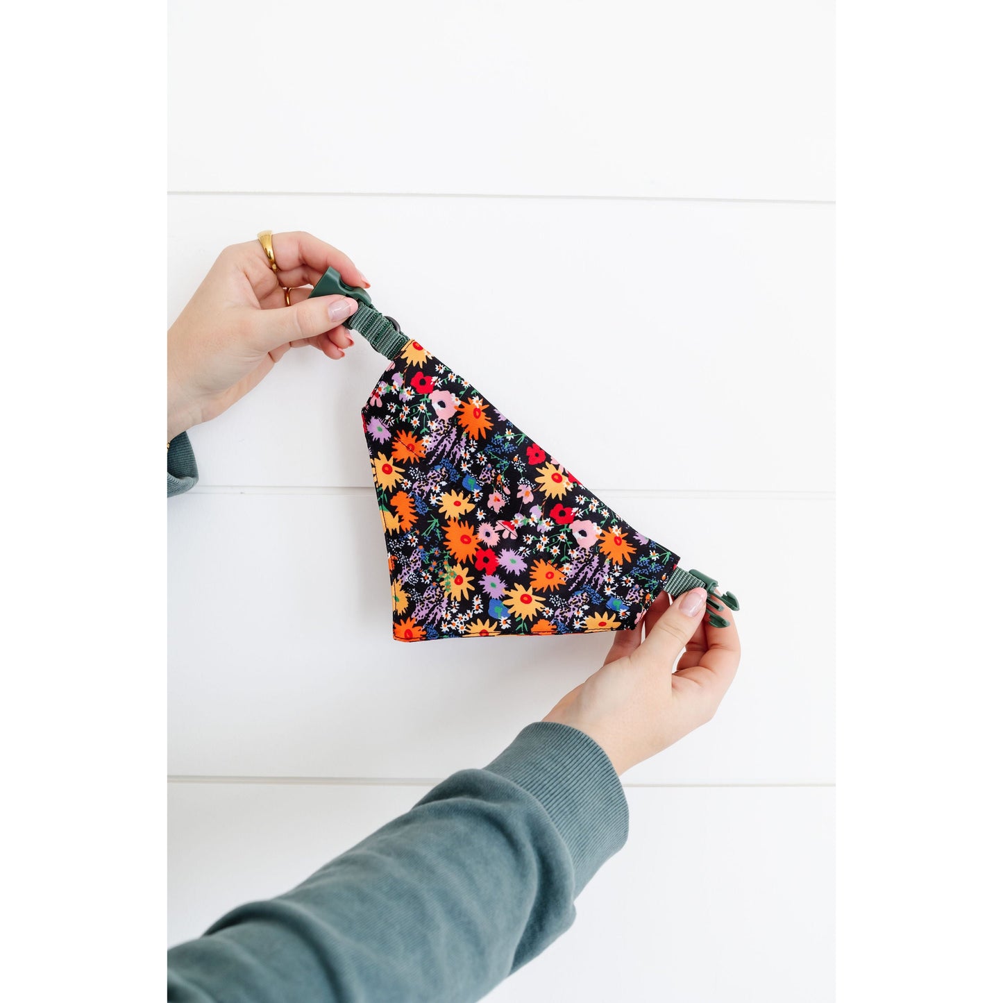 Groovy Bright Floral Pet Bandana + Scrunchie (large)