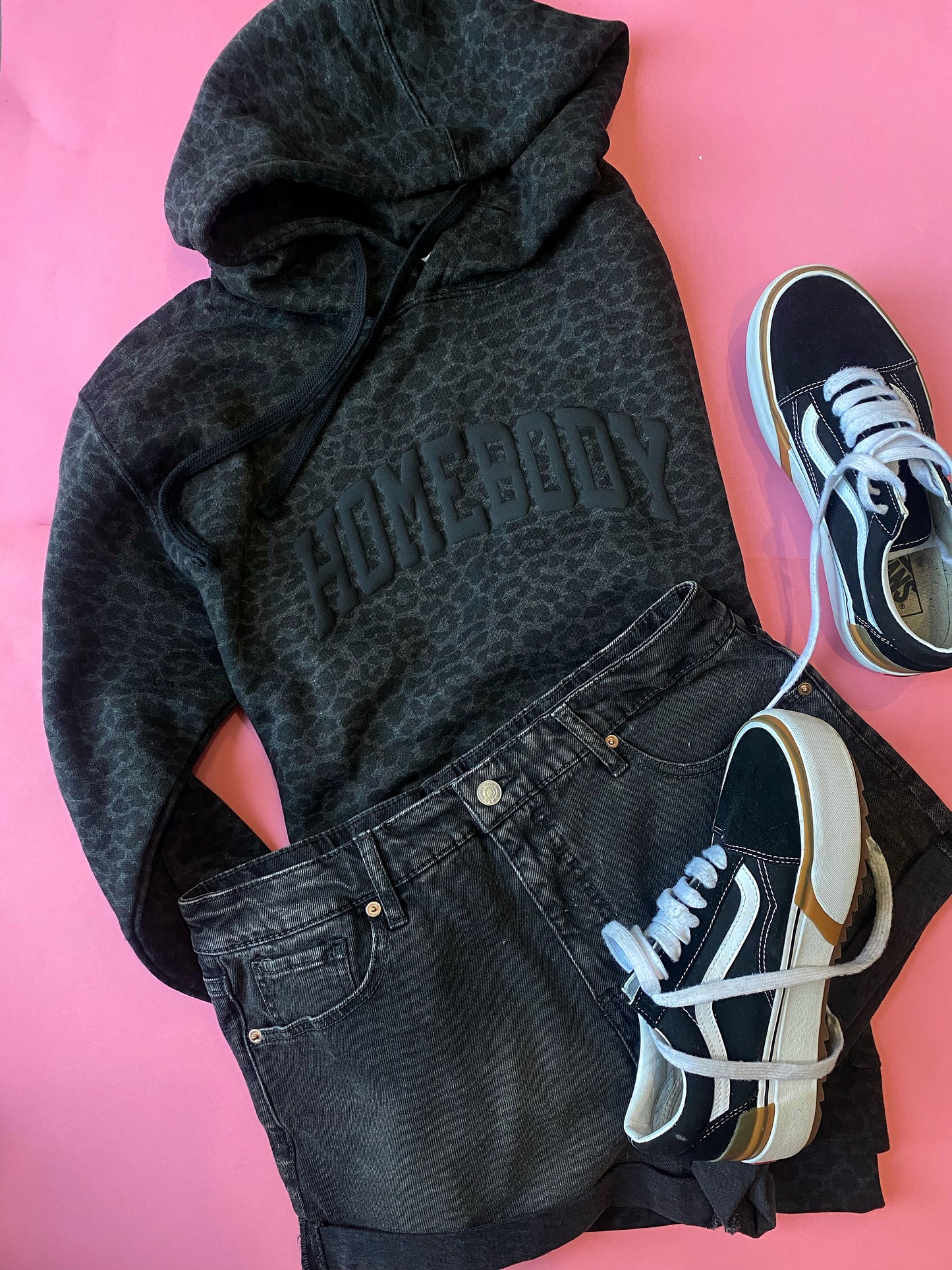 HOMEBODY - Black Leopard PUFF hoodie
