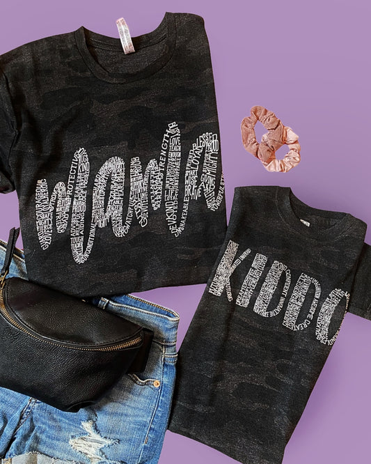 About a mama + kiddo - Black Camo (matching)