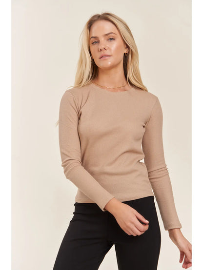 Waffle Knit Thermal Crew-Neck Top (READY TO SHIP)