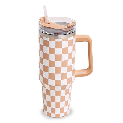 Checkered 40oz Tumbler with Handle (READY TO SHIP)