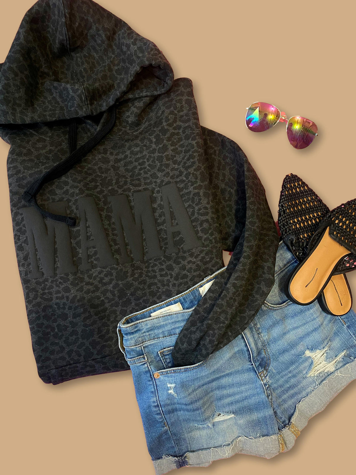 MAMA - Black Leopard  PUFF hoodie