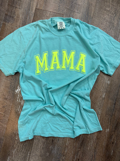 MAMA - LAVENDER + NEON GREEN puff print