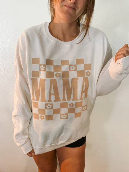 MAMA CHECKERED - Cream Sweatshirt