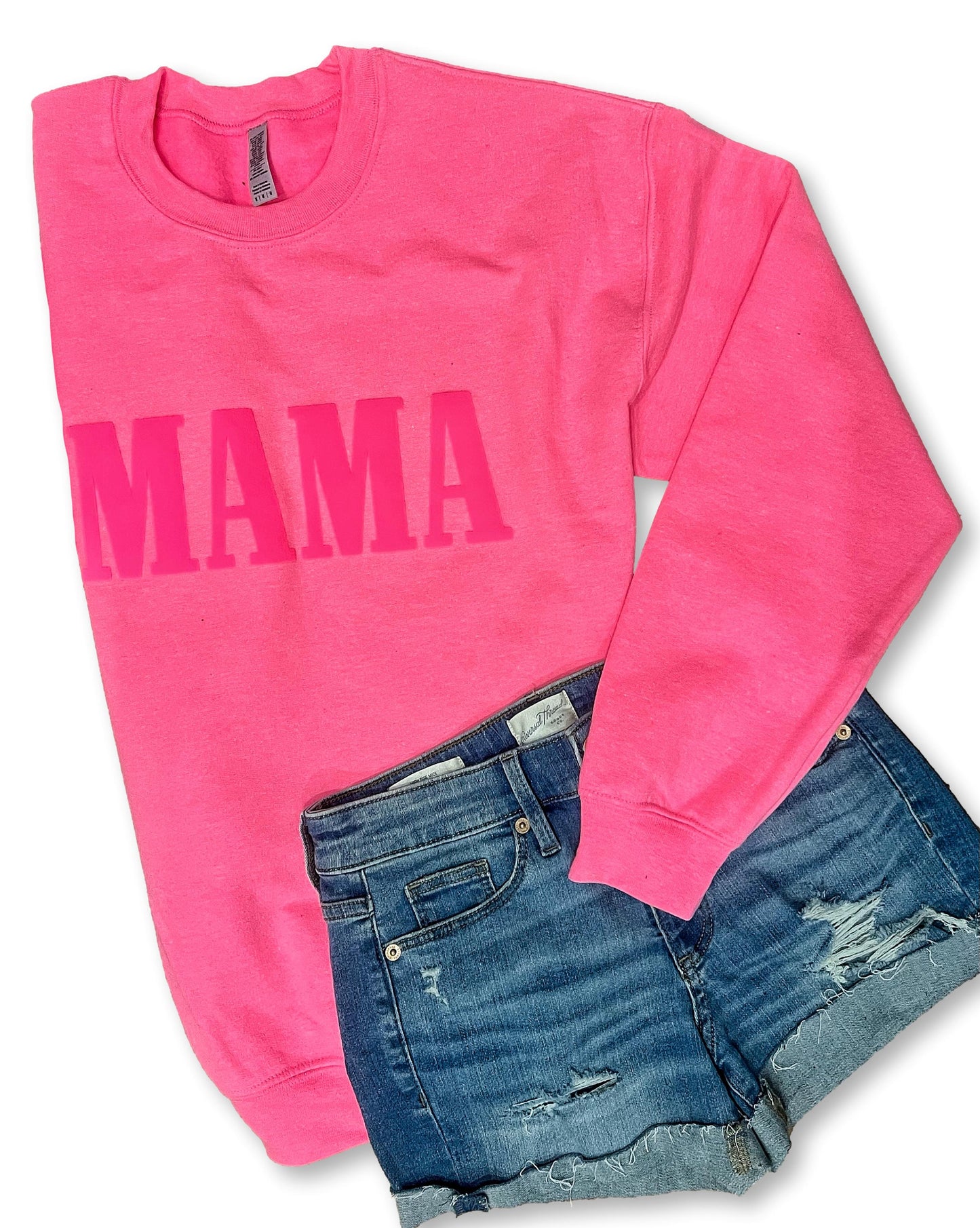 MAMA - neon pink sweatshirt - puff print