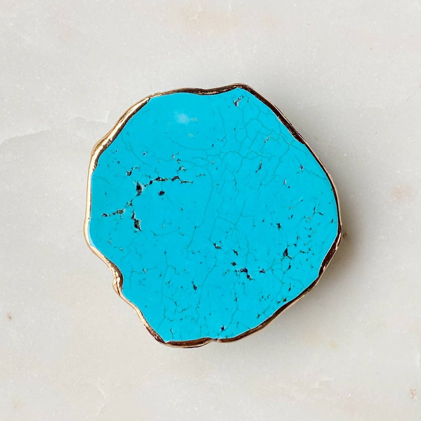Golden Edge Natural Stone Phone Grip - Turquoise