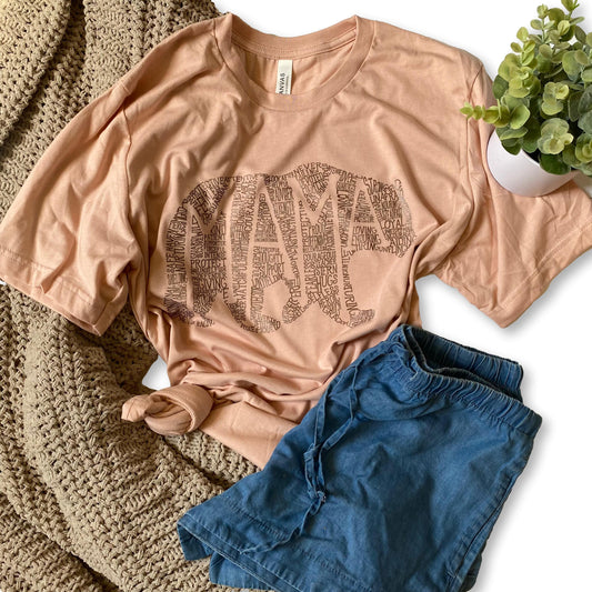 What's In A Mama - Peach w/ rose gold metallic ink