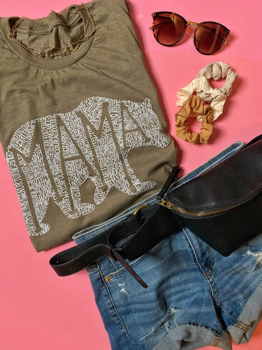 What's in a Mama Bear - olive green tee