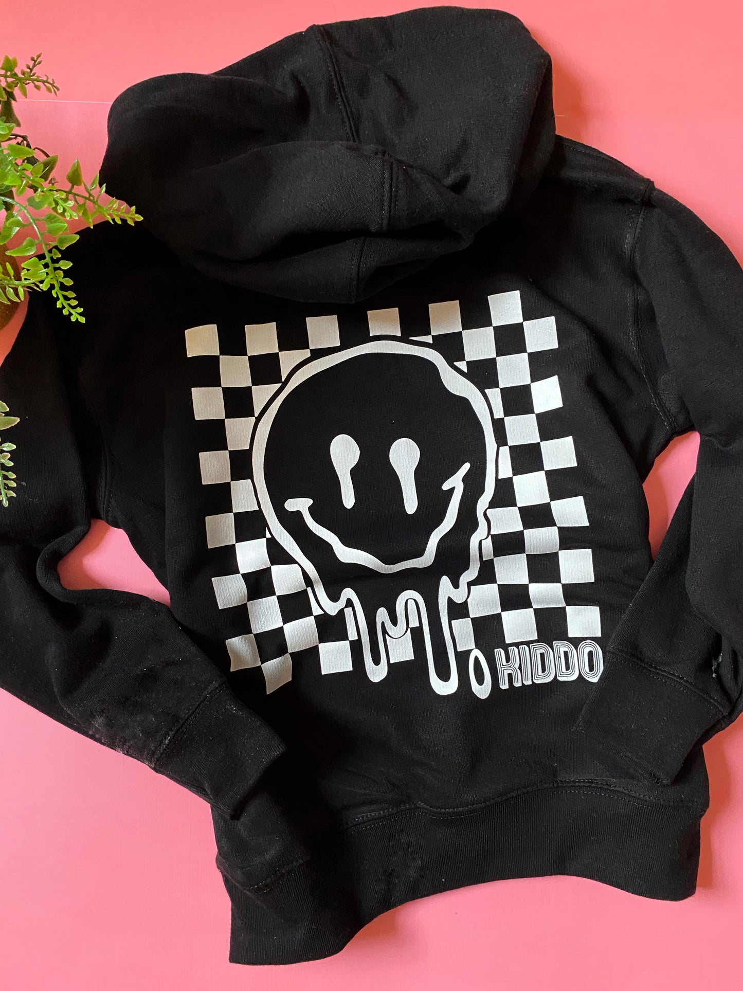 Checkered smiley - Kiddo hoodie