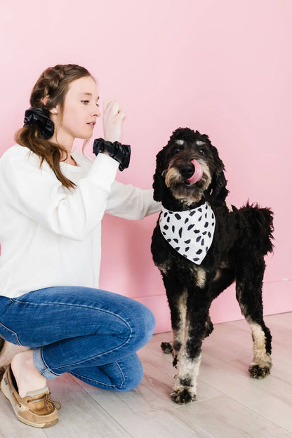 Spotted Pet Bandana + Scrunchie  Slide on Collar