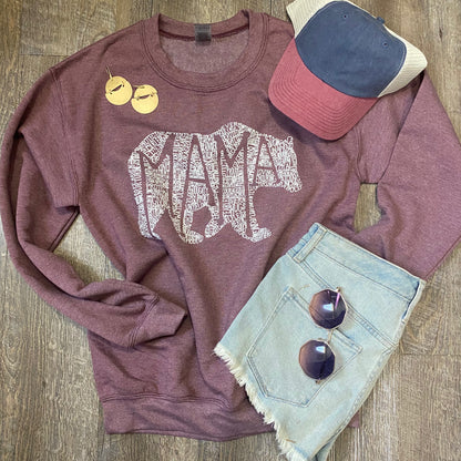 What's In A Mama Bear Crew Heathered Maroon Sweatshirt