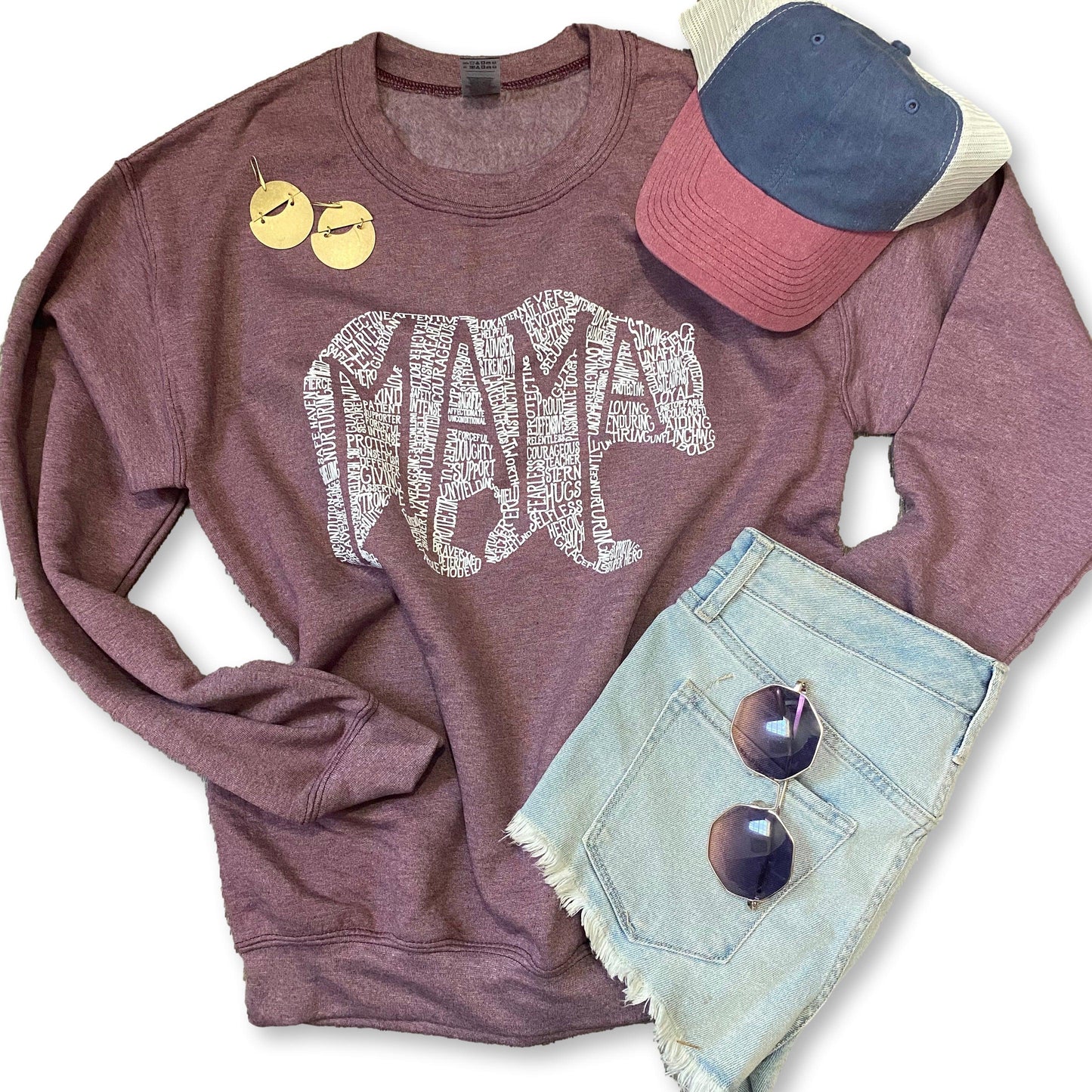 What's In A Mama Bear Crew Heathered Maroon Sweatshirt
