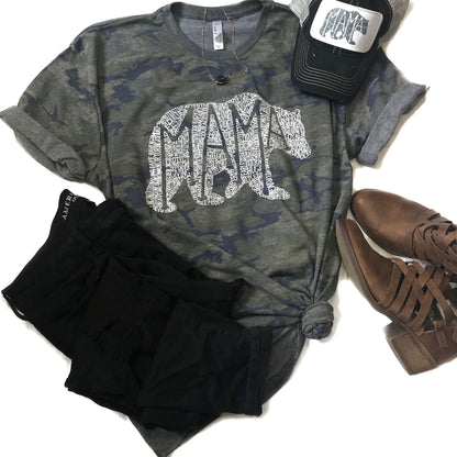 Heathered Camo What’s In A Mama  tee